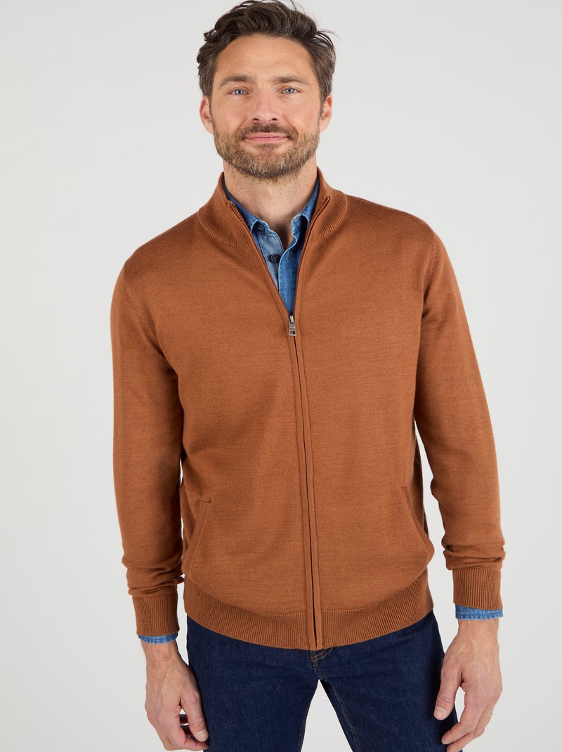 Gilet zippé col montant - Damart Marron - Kiabi