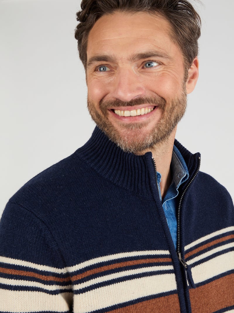 Gilet zippé col montant 50% laine - Damart Bleu marine - Kiabi