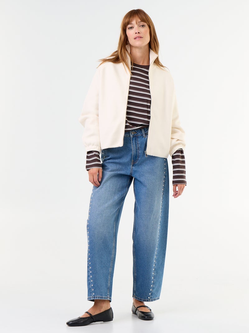 Gilet zippé col montant Beige - Kiabi
