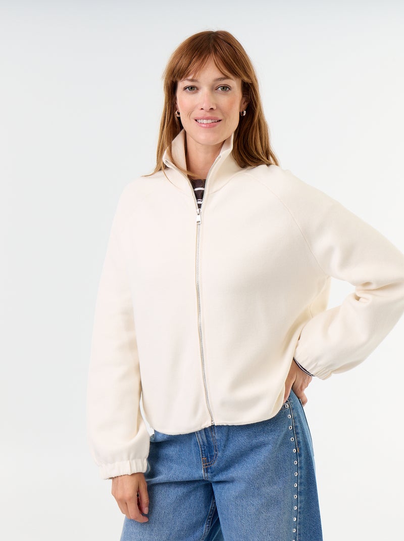 Gilet zippé col montant Beige - Kiabi