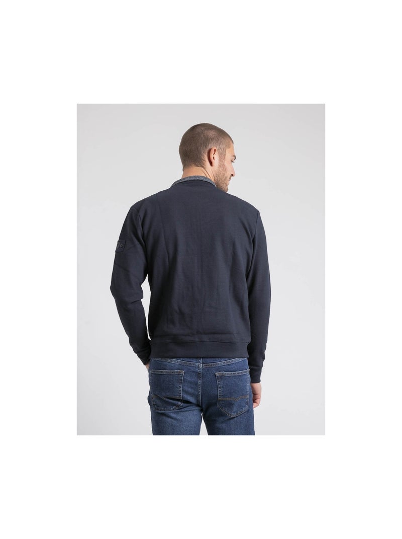 Gilet zippé col montant bi-matière WILOFTI Bleu marine - Kiabi