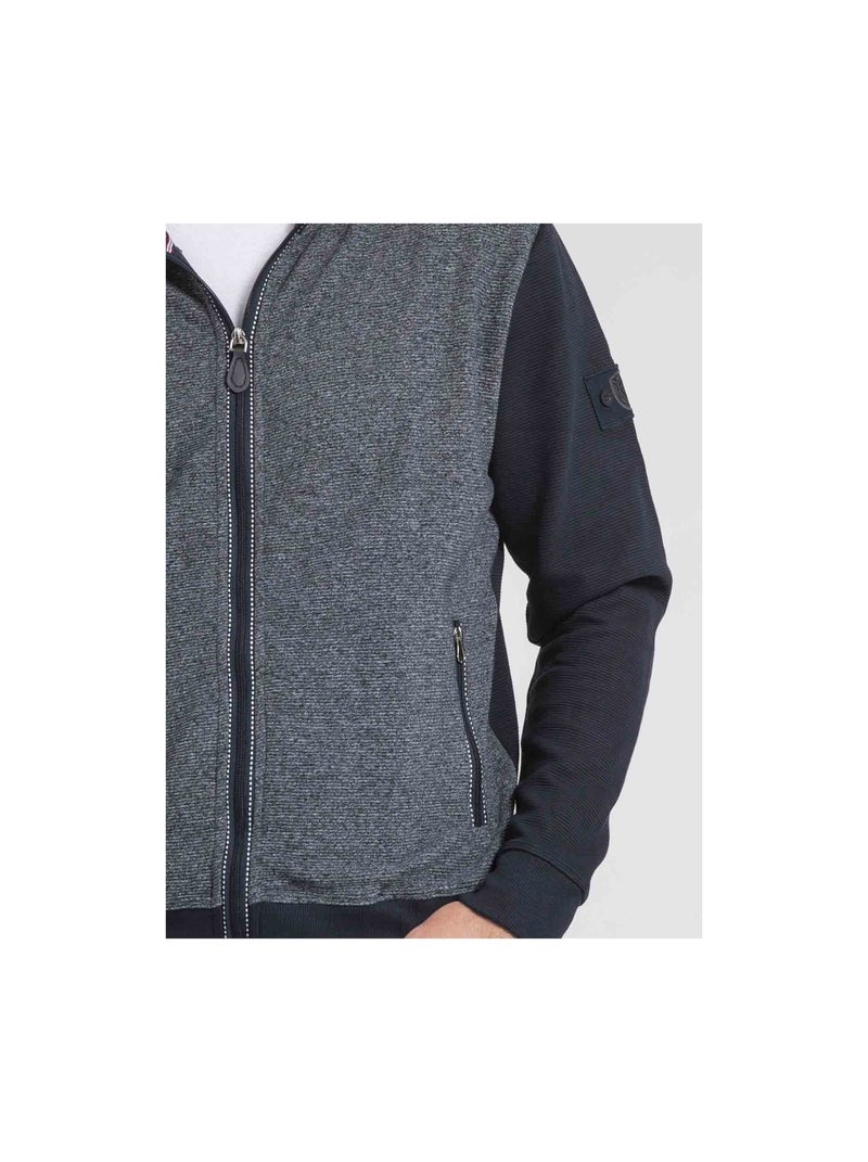 Gilet zippé col montant bi-matière WILOFTI Bleu marine - Kiabi