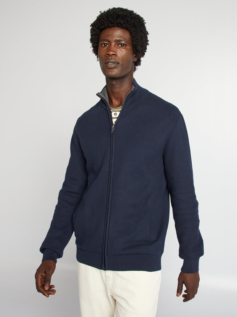Gilet zippé col montant Bleu marine - Kiabi