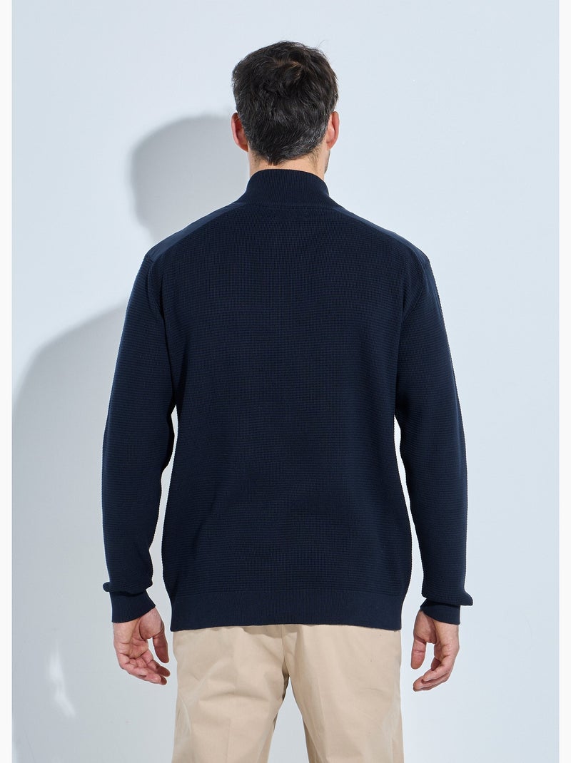 Gilet zippé col montant coton - Afibel Bleu marine - Kiabi