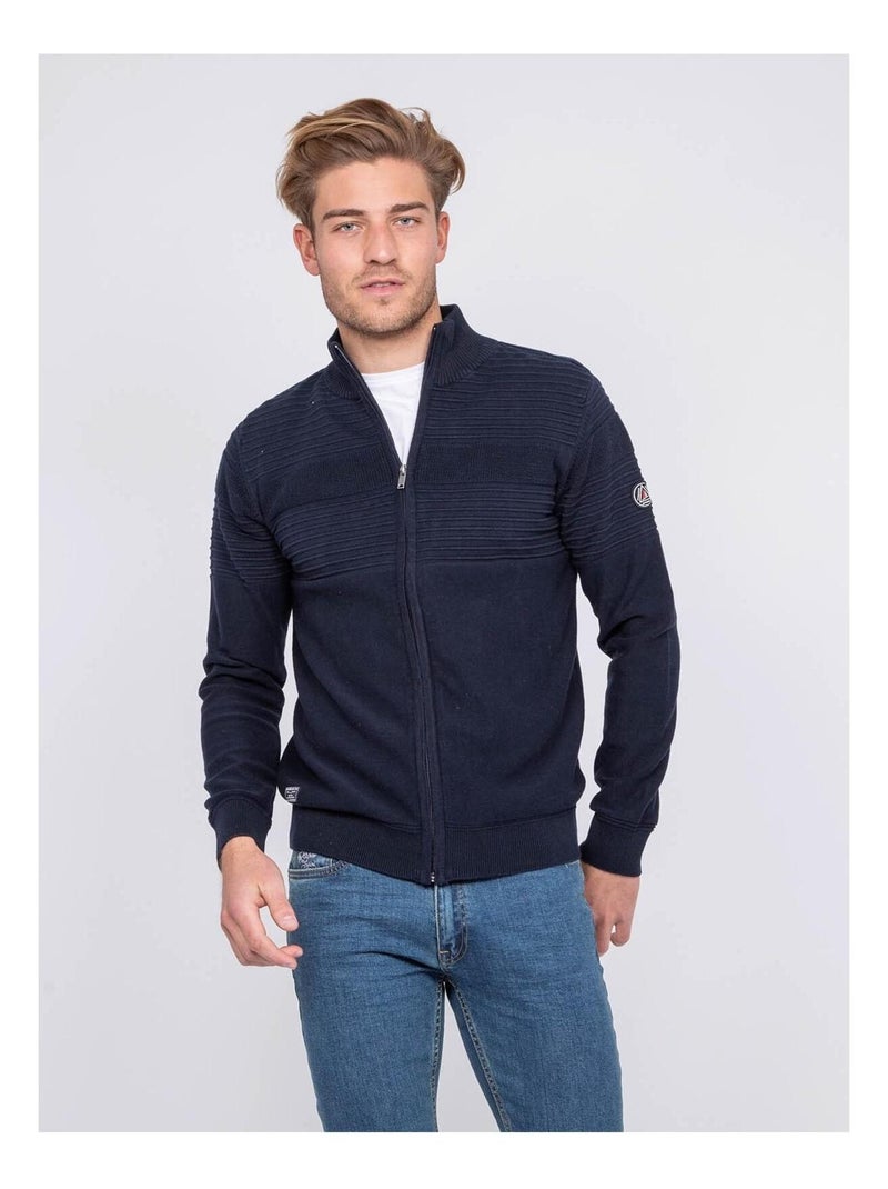 Gilet zippé col montant coton ALEXIS Bleu marine - Kiabi