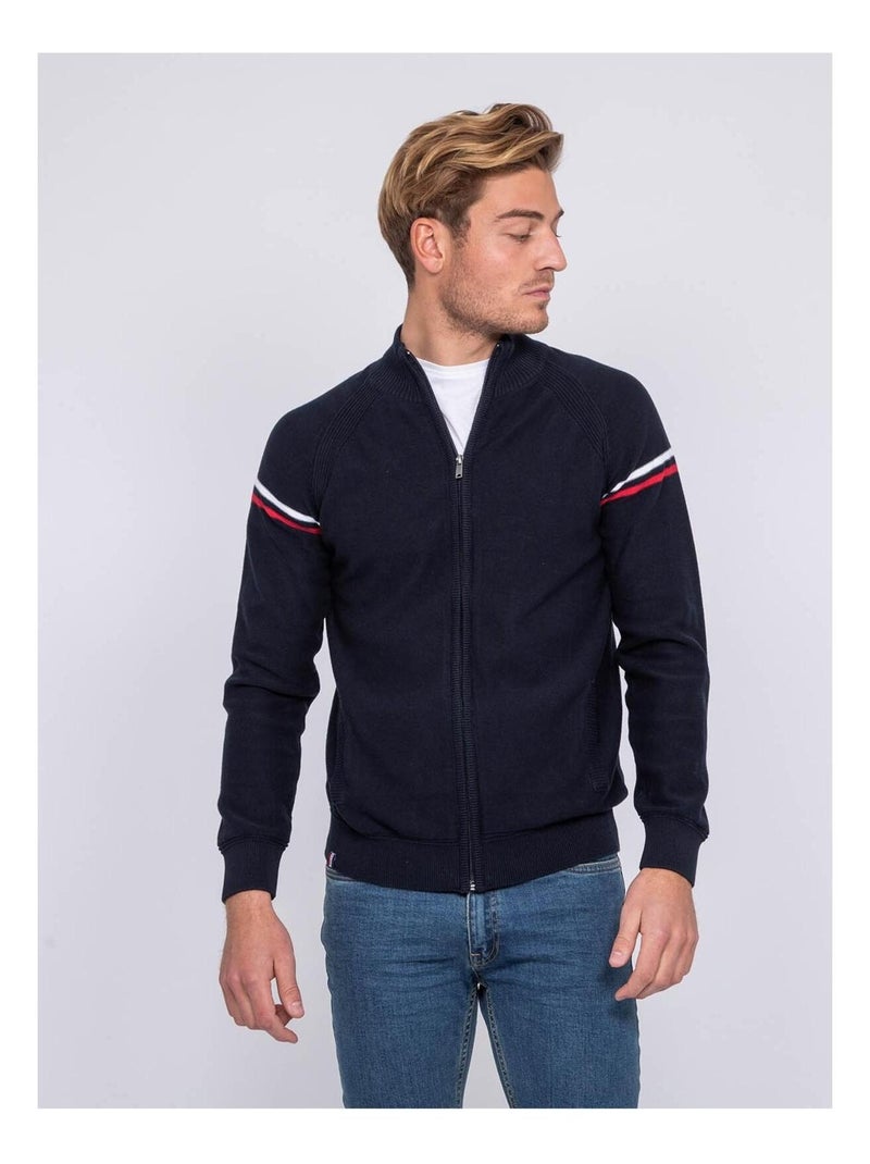 Gilet zippé col montant coton AUGUSTIN Bleu marine - Kiabi