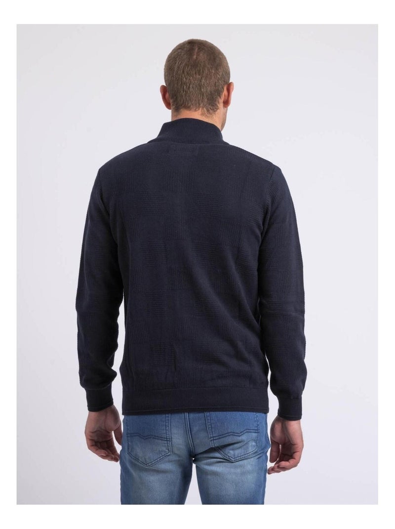 Gilet zippé col montant coton AXELOU Bleu marine - Kiabi