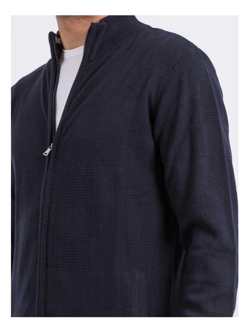 Gilet zippé col montant coton AXELOU Bleu marine - Kiabi