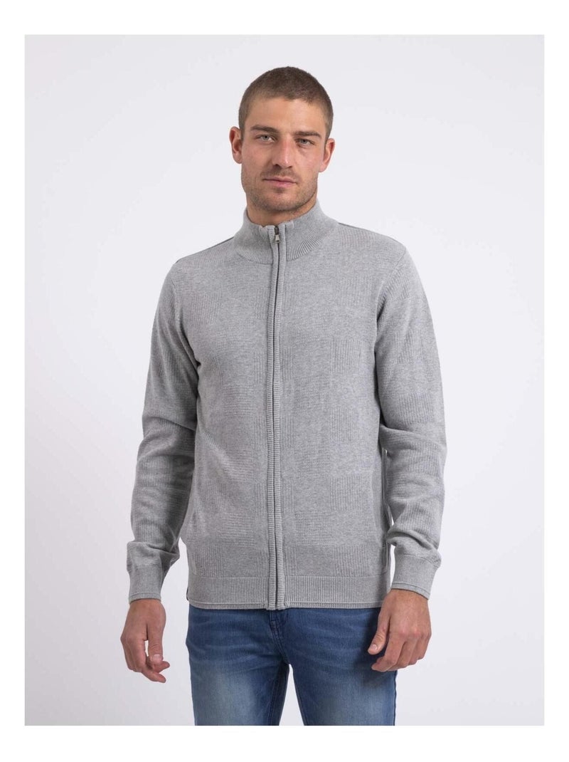 Gilet zippé col montant coton AXELOU Gris - Kiabi