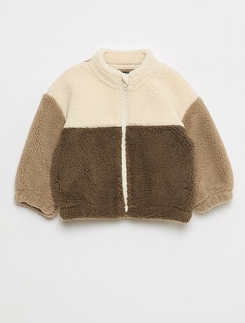 Gilet zippé col montant effet moutonné