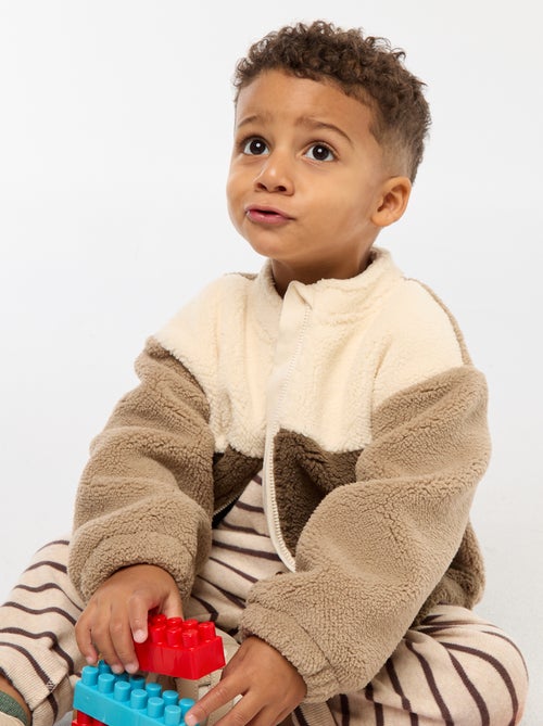 Gilet zippé col montant effet moutonné - Kiabi