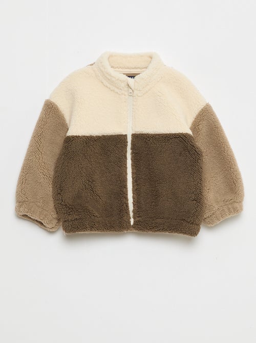 Gilet zippé col montant effet moutonné - Kiabi