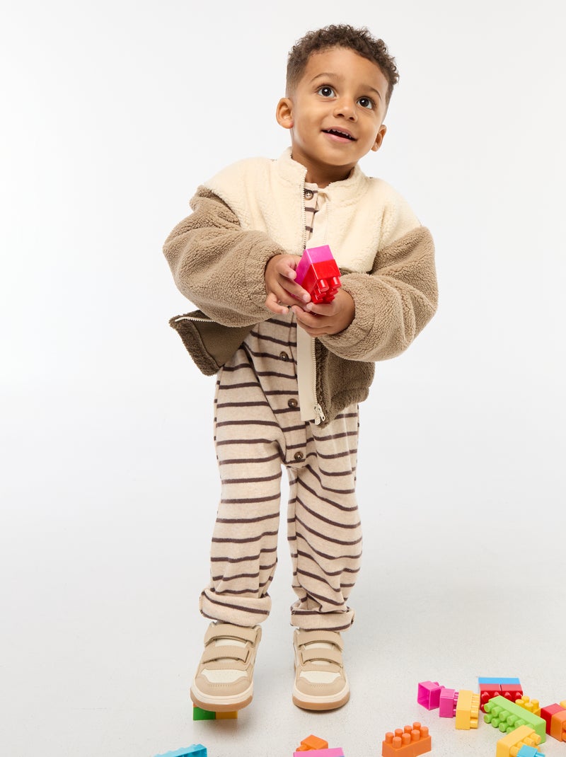 Gilet zippé col montant effet moutonné Marron - Kiabi