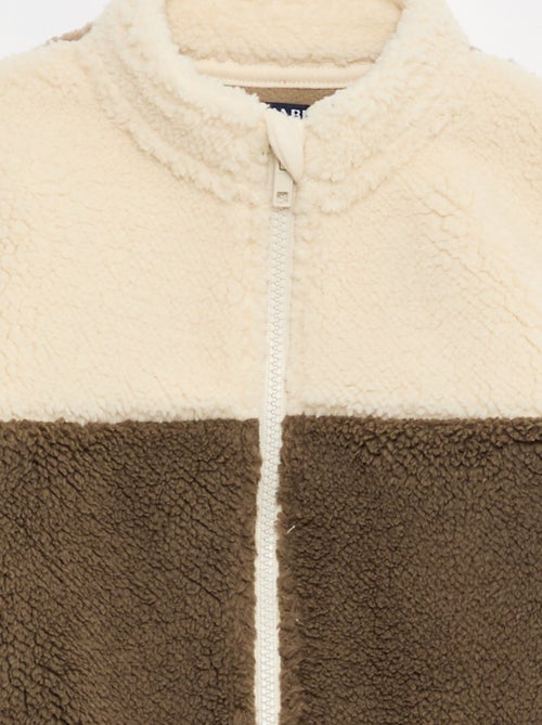 Gilet zippé col montant effet moutonné - Kiabi