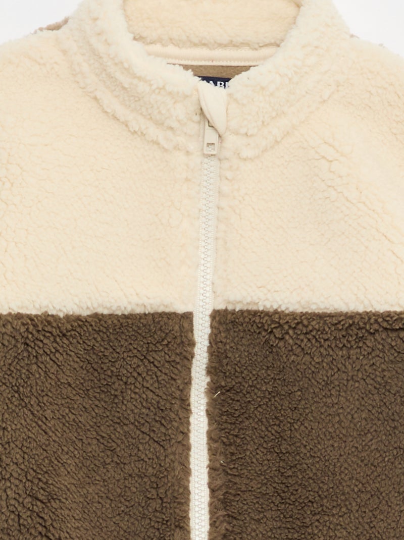 Gilet zippé col montant effet moutonné Marron - Kiabi