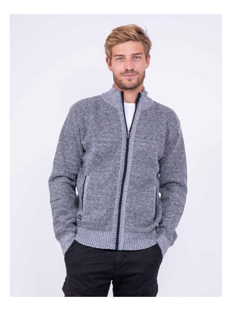 Gilet zippé col montant LABIROU Gris clair - Kiabi