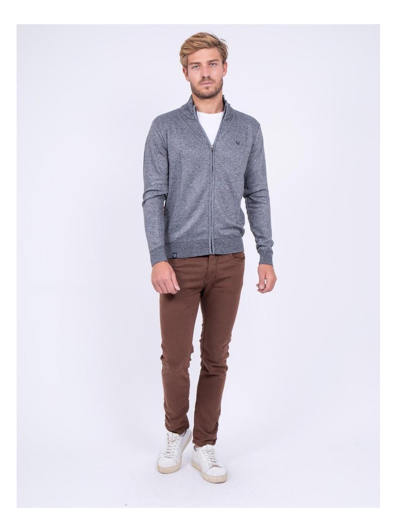 Gilet zippé col montant LAMELVIN Gris chiné - Kiabi