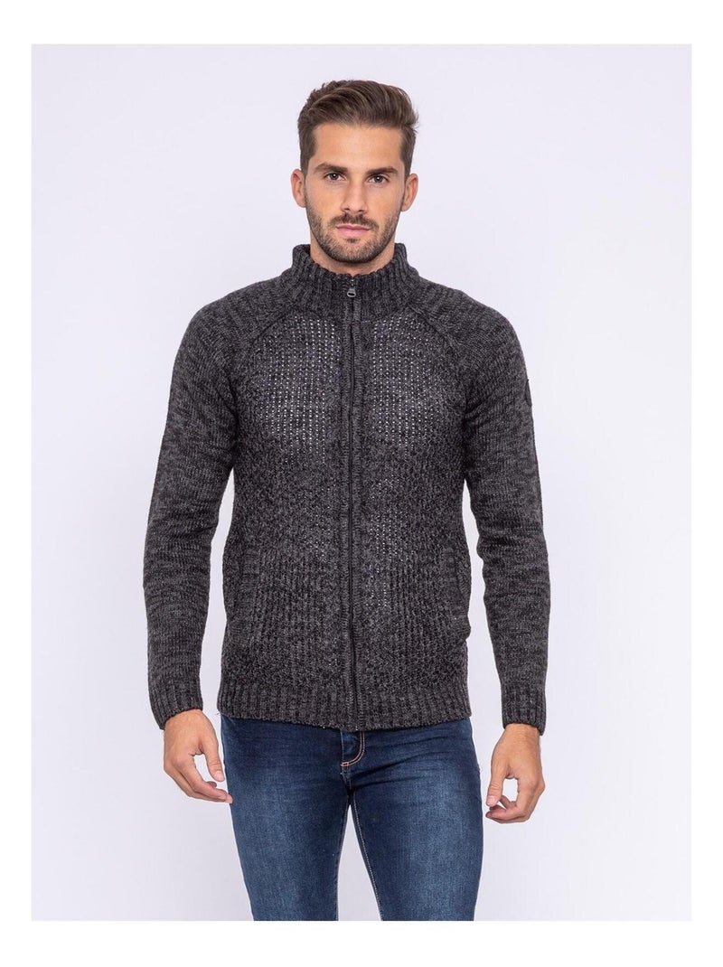 Gilet zippé col montant LIVIER Gris foncé - Kiabi