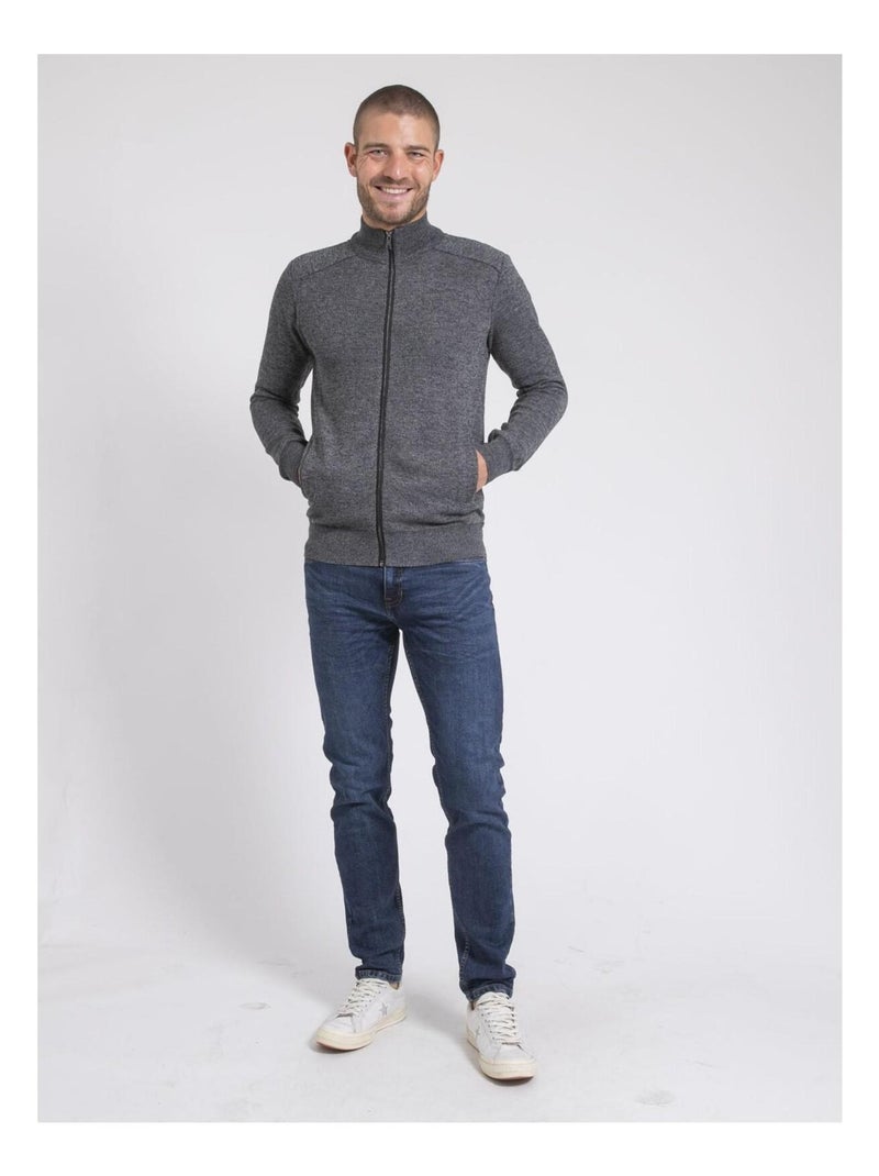 Gilet zippé col montant LUMORAY Gris - Kiabi