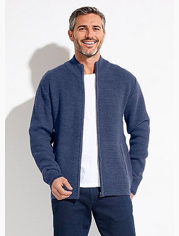 Gilet zippé col montant maille chinée laine - afibel