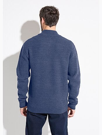 Gilet zippé col montant maille chinée laine - afibel