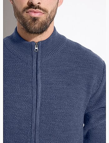Gilet zippé col montant maille chinée laine - afibel
