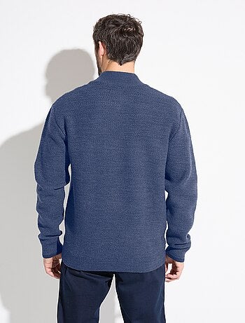 Gilet zippé col montant maille chinée laine
