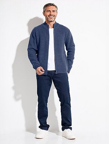 Gilet zippé col montant maille chinée laine
