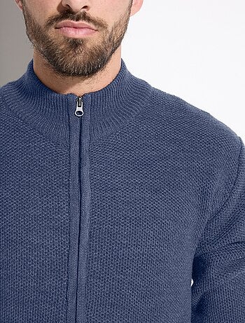 Gilet zippé col montant maille chinée laine
