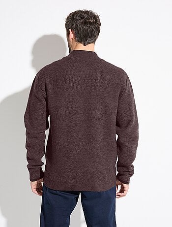 Gilet zippé col montant maille chinée laine