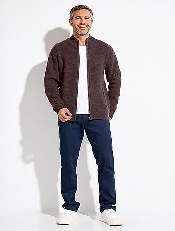 Gilet zippé col montant maille chinée laine
