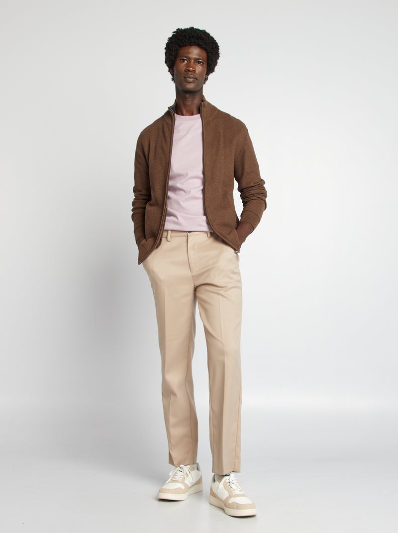 Gilet zippé col montant Marron - Kiabi