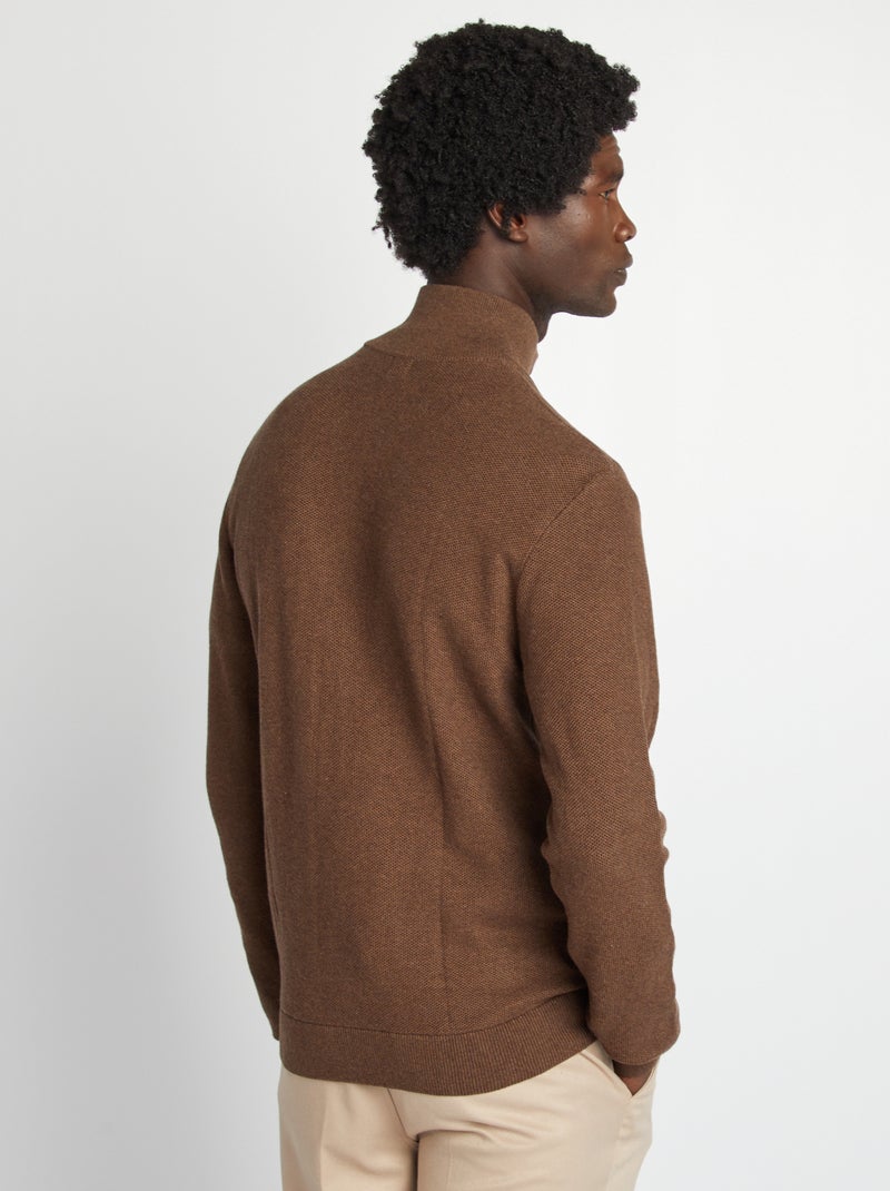 Gilet zippé col montant Marron - Kiabi