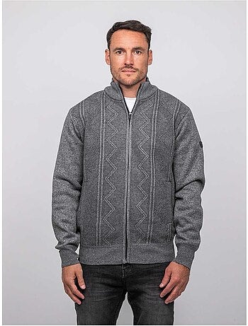 Gilet zippé col montant motif géométrique lideral