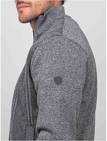 Gilet zippé col montant motif géométrique lideral
