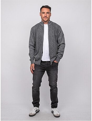 Gilet zippé col montant motif géométrique lideral