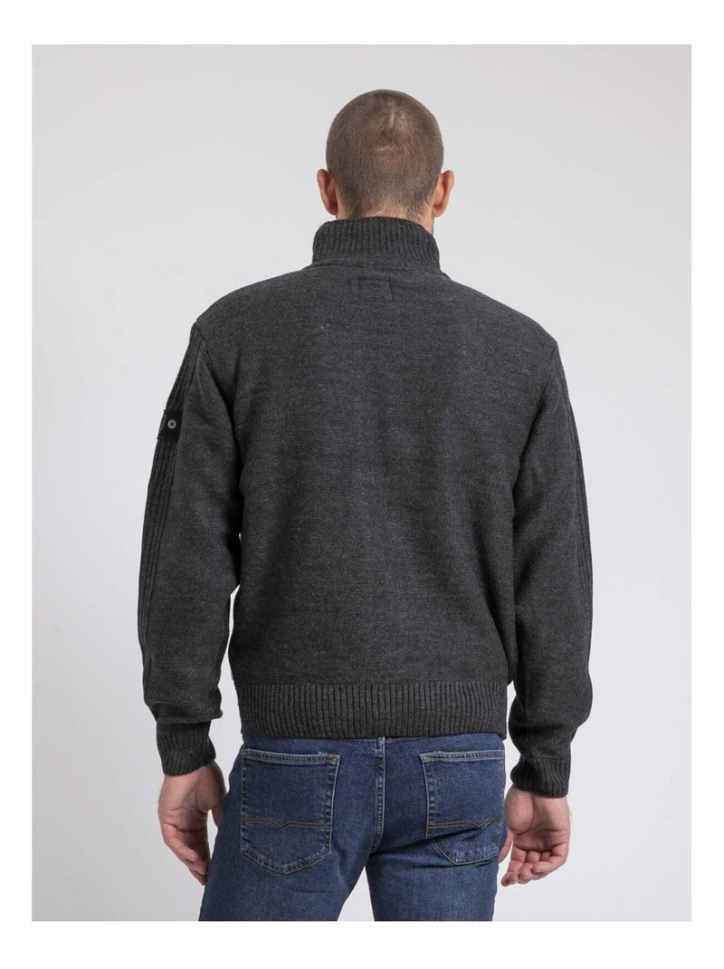 Gilet zippé col montant pur coton LITRITON gris anthracite - Kiabi