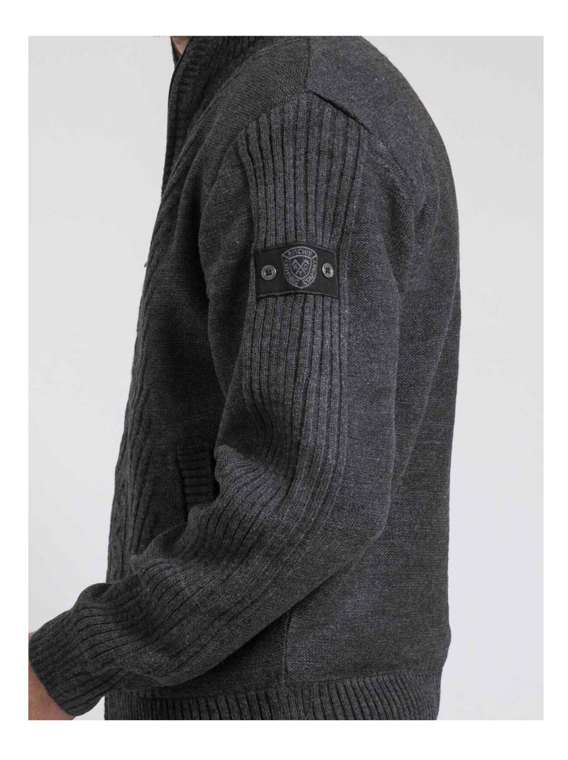 Gilet zippé col montant pur coton LITRITON gris anthracite - Kiabi