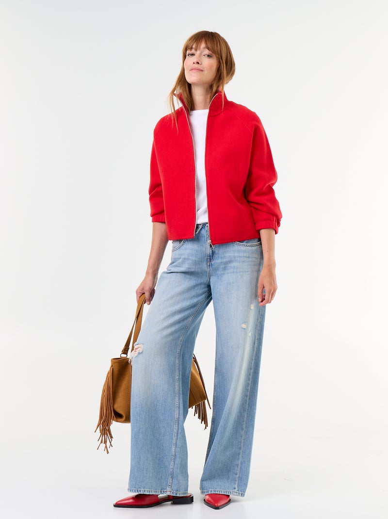 Gilet zippé col montant Rouge - Kiabi