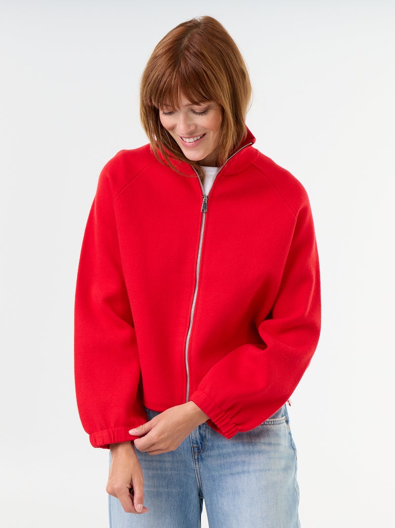 Gilet zippé col montant Rouge - Kiabi