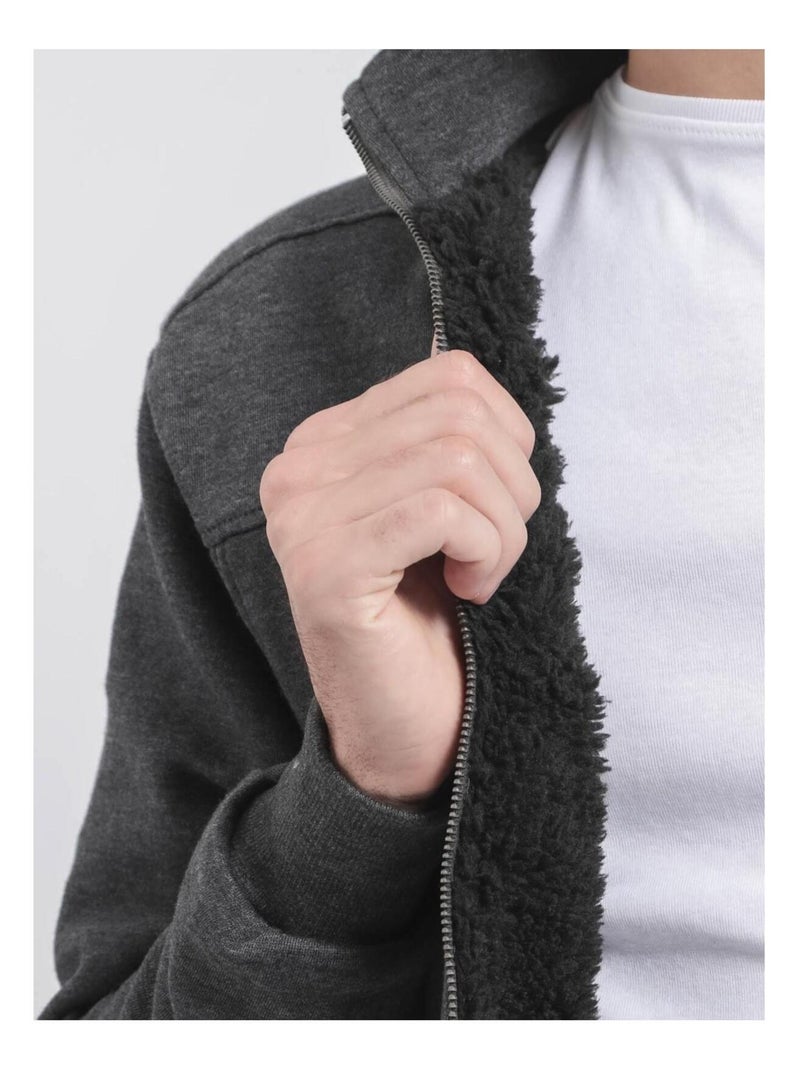 Gilet zippé col montant WILZOKY gris anthracite - Kiabi