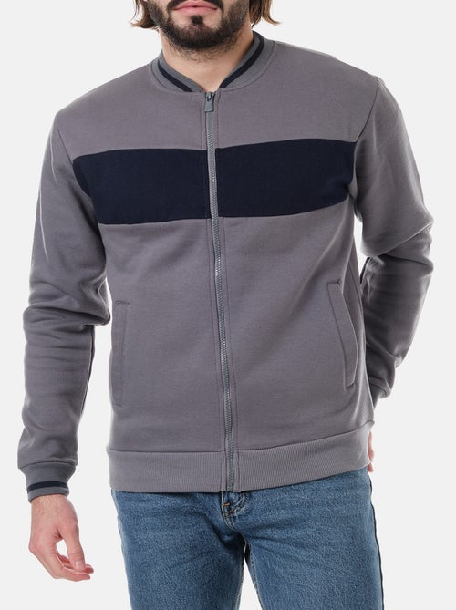 Gilet zippé col rond , bi-color - Kiabi