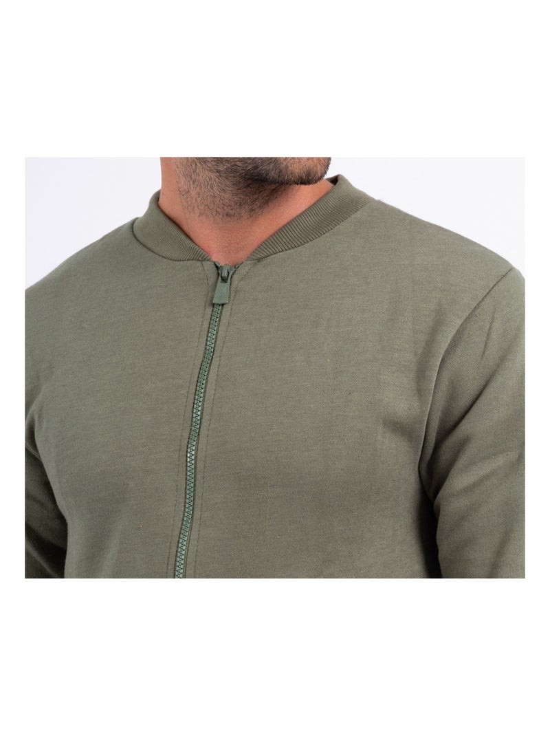 Gilet Zippé Vert Kaki En Laine/polyester Taille 42-44 - Occasion Très Bon état