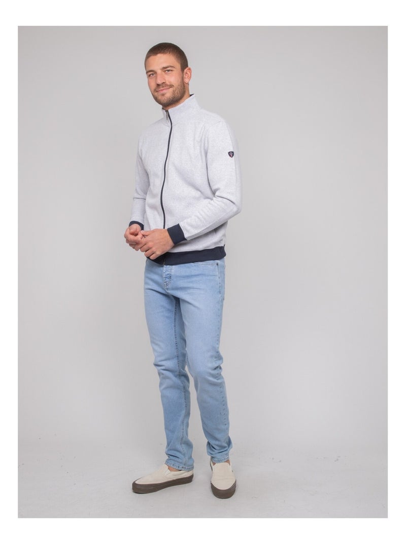 Gilet zippé coton WISLAND Gris chiné - Kiabi