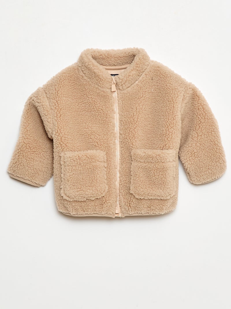Gilet zippé effet moutonné Beige - Kiabi