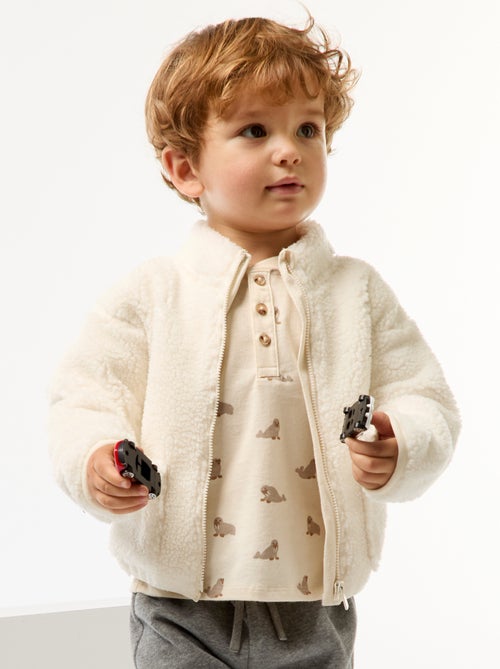 Gilet zippé effet moutonné - Kiabi