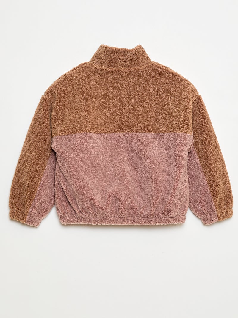 Gilet zippé effet moutonné Marron - Kiabi