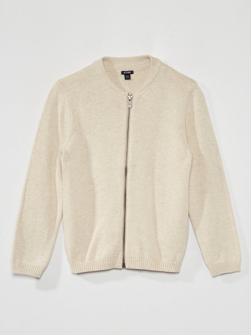 Gilet zippé en maille Beige - Kiabi