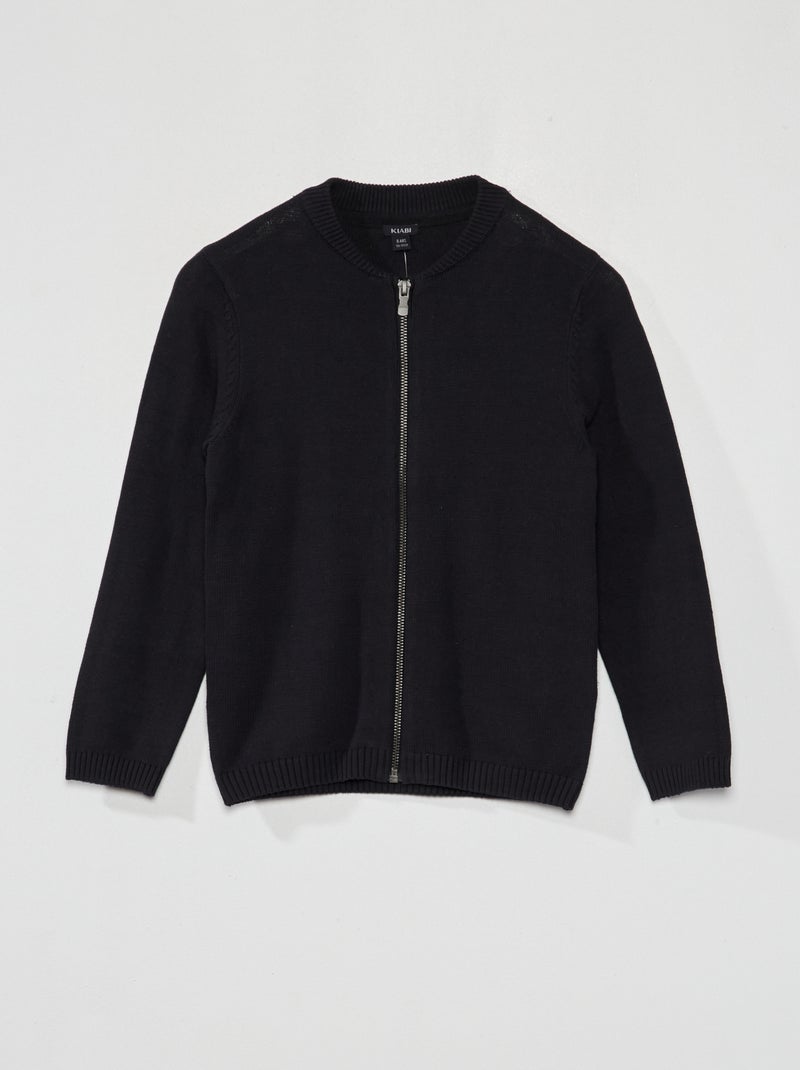 Gilet zippé en maille noir - Kiabi