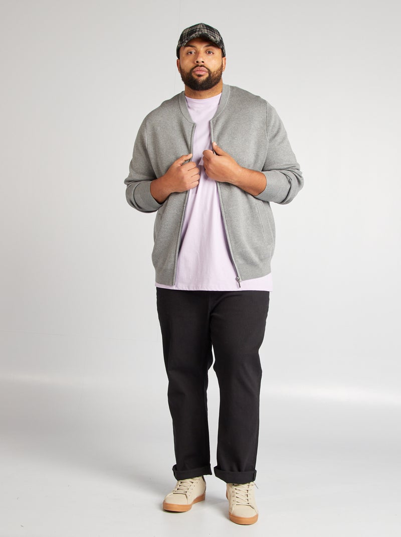 Gilet zippé en maille piqué Gris - Kiabi